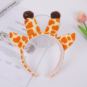 Bandeau pour cheveux mignon motif <span class=keywords><strong>girafe</strong></span> de dessin animé, cerf Sika, faon, pour le lavage du visage, fait main, design créatif et amusant, usage quotidien, fabriqué au Zhejiang - Product Image 1
