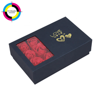 Ensemble pour la Saint-Valentin, feuille d'or gaufrée, avantage UV, comprend un anneau, un sac en papier, une rose, fabriqué pour l'emballage de boîte à fleurs