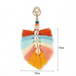 Renkli makrome anahtarlık Boho dokuma püskül anahtar zincirleri araba anahtarlığı çanta cüzdan kadınlar iç<span class=keywords><strong>in</strong></span> tutucu takı - Product Image 2