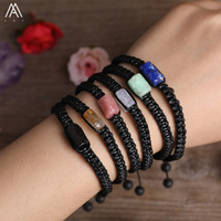 Bracelet simple en cordon noir, perles cylindriques en pierre faites à la main, bijoux de mode