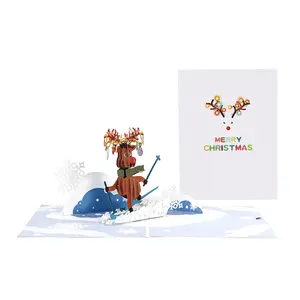 קיפול קופצת נייר מלאכה חג המולד כרטיס ברכה חד עם מעטפת מוכן למשלוח