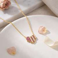 Collier pendentif cœur étagé ZG tendance avec pavé de CZ rose, bijoux plaqués or style Art Déco pour femme