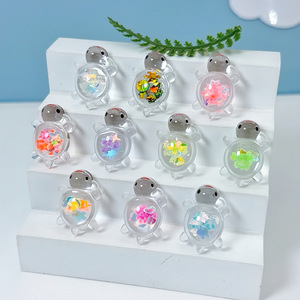 Colgante de joyería acrílica DIY con forma de tortuga de lentejuelas rojo brillante que brilla en la oscuridad, llavero, adorno para bolso, accesorio para pendientes - Product Image 4