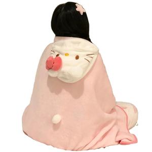 Manta con Capucha de Gatito Kawaii Botu, Abrigo Adorable para Dormitorios Estudiantiles, Oficina, Manta para el Hogar, Abrigo Cálido para Muñecas - Product Image 1