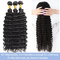 Extensiones de Cabello Virgen Remy 15A, Ondulado Profundo, Doble Trama, Paquete a Granel, 100% Virgen, Permanente, Todos los Colores para Mujer Negra