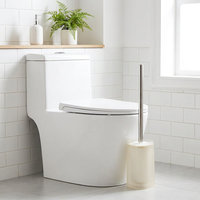 Ensemble de brosse de toilette avec couvercle hermétique hygiénique, manche en acier inoxydable robuste, décoration moderne pour la salle de bain, brosse de nettoyage des toilettes