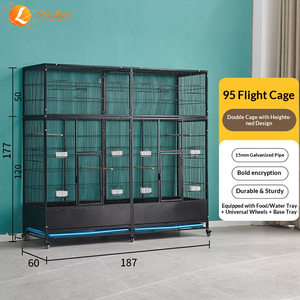 Jaula de alambre metálica de alta gama para pájaros, tipo villa, plegable, grande, para loros, con ruedas silenciosas 360 y bandeja extraíble profunda, apta para viajes. - Product Image 6