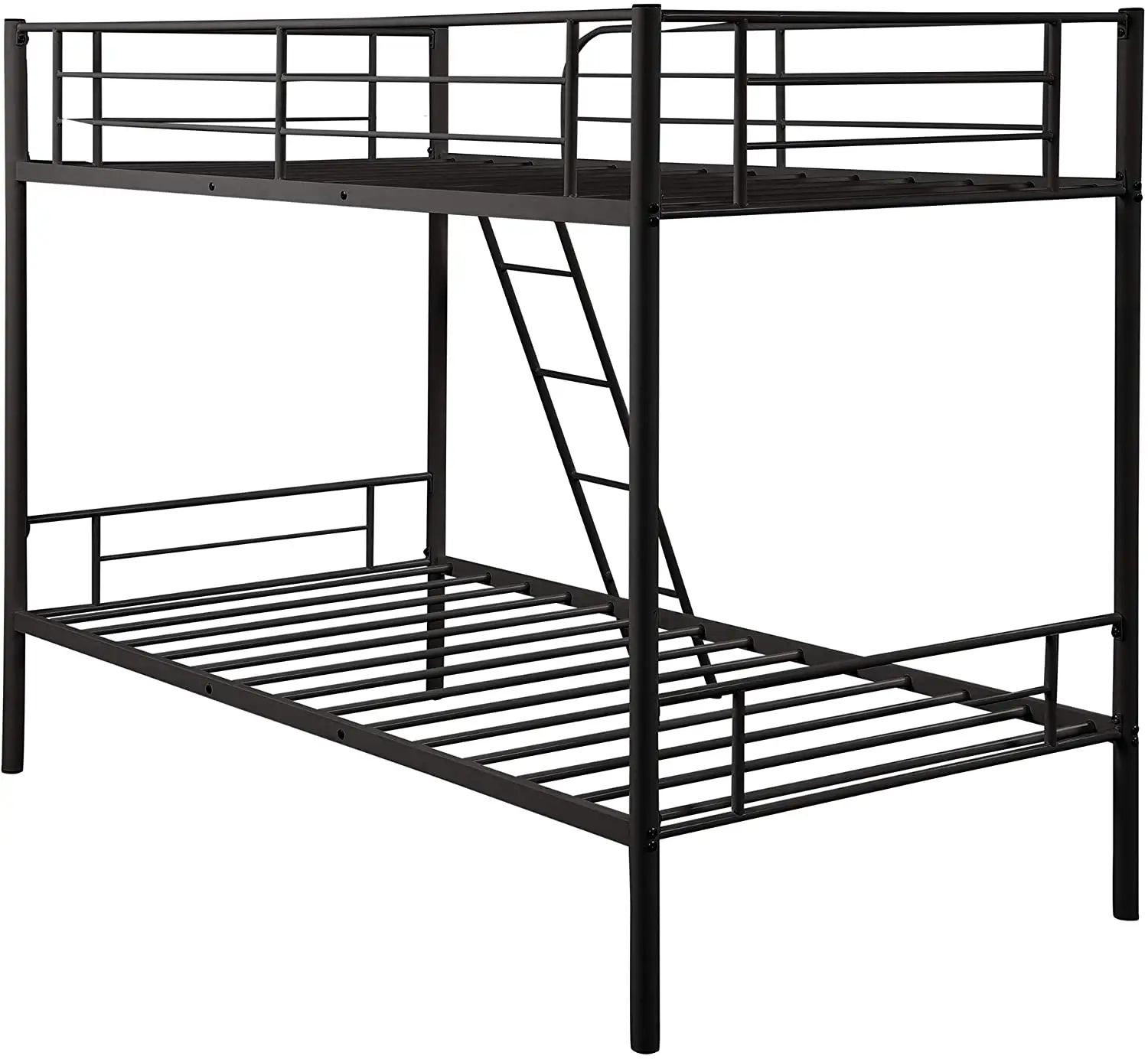 Modern Black College Dormitory Metal Steel Twin Over Twin Frame Bunk Bed Double Deck With Ladder