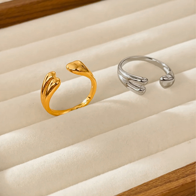 Fashion Jewelry 18K Gold Plated Stainless Steel Minimalist Open Ring  Adjustable  Statement Ring Women Fashion Jewelry