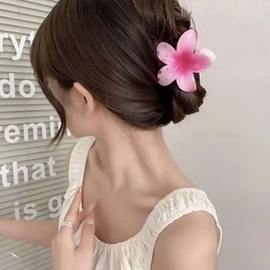 Pince à cheveux en forme de fleur de frangipanier en gelée, transparente en acrylique, style hawaïen, pince requin, accessoire floral pour cheveux d'été pour femme - Product Image 3