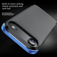 Coque Souple en Fibre de Carbone Beetle pour iPhone 17 Pro Max, 17 Air, 17e, 16 Pro Max, 16e, 15 Plus – Étui de Téléphone Antichoc avec Airbag, Design Uni
