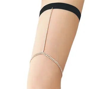 Kadife kurdele plaj kristal uyluk zinciri ve bacak aksesuarları siyah çift sıra Rhinestone ile Trendy vücut zinciri, kadın seksi yıldız
