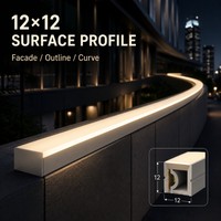 Bande lumineuse néon 120 LED/m multi-CCT, 12*12mm, émettant sur le côté, flexible, en silicone laiteux, IP65, DC12/24V, avec fixation complète par clip sur rail USB