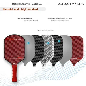 Raquetas de Pickleball Deportivas de Fibra de Carbono de Alta Calidad en Tejido Twill de Kevlar Negro y Rojo Desde 2025 - Product Image 4