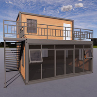 Maison de luxe en conteneurs d'acier à deux étages, design moderne, écologique et étanche, préfabriquée modulaire avec 4 chambres, bureau et toilettes