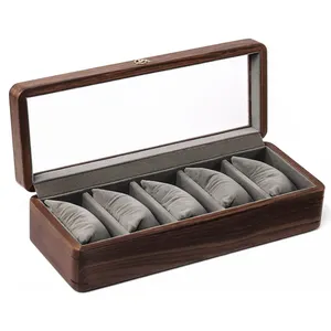 Modern minimalist wooden five slot watch storage display box wooden watch storage box