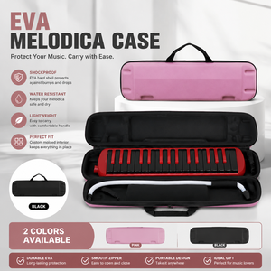 Estuche rígido portátil de EVA rosa a prueba de golpes para <span class=keywords><strong>melodica</strong></span>, bolsa de almacenamiento para <span class=keywords><strong>melodica</strong></span> de <span class=keywords><strong>32</strong></span> teclas, solo estuche para instrumento musical. - Product Image 1