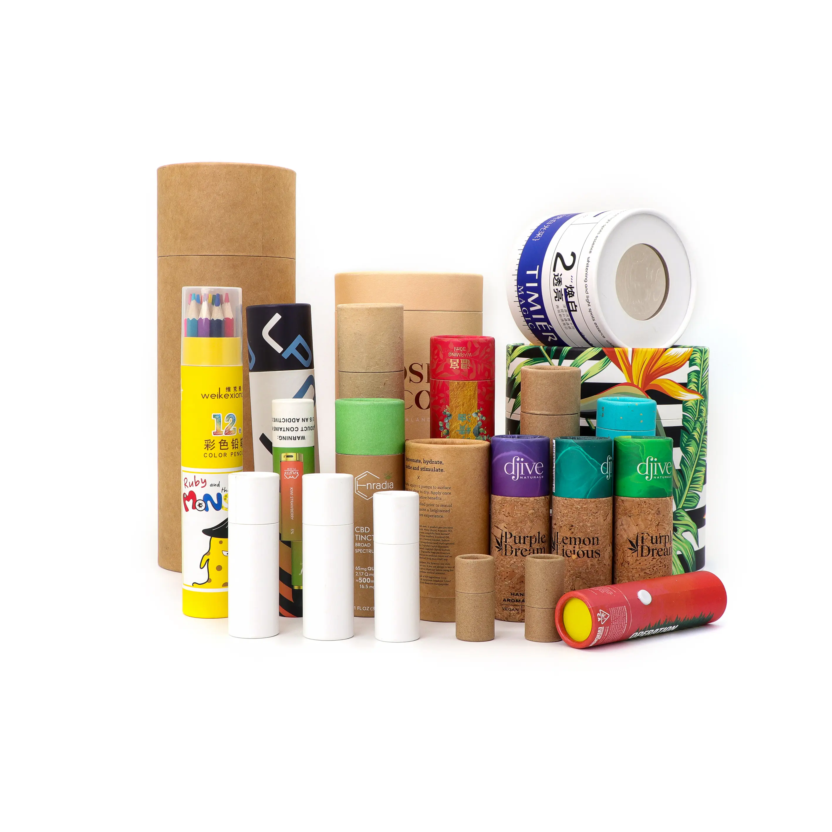 Échantillon personnalisé carton Cylindre de qualité alimentaire Papier Tube Emballage thé café bougie blanc kraft papier tube emballage