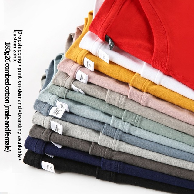 Summer 180g Pure Cotton Short-sleeve Mens Crew-neck Self-cultivation Type Unisex Blank Breathable Promotional T-shirt Base