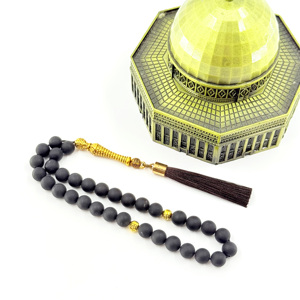<span class=keywords><strong>Rosario</strong></span> Islamico in Pietra Nera da 8mm con 33 Perle, per Preghiera Musulmana e Pellegrinaggio, Tisbiha Allah - Product Image 5