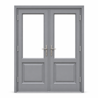 Porte à battant en PVC gris, porte en PVC à grain de bois, porte moderne en PVC pour la rénovation d'appartements, de maisons et de projets de construction
