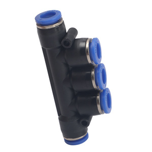 Pneumatic <b>Quick</b> Five Way <b>Connector</b> PK Series 04 06 08 10 12 Blue Push Fit For Air System - Product Image 1