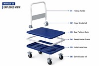 Carro de Compras Plegable con Asa, Carretilla de Mano con Plataforma Plana, Base Metálica, Capacidad de 90 lb, Ruedas Plegables de 4 Pulgadas