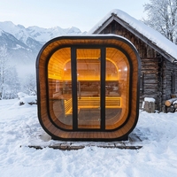 Sauna en bois d'épinette pour 4 à 6 personnes, sauna à vapeur imperméable avec fenêtre panoramique en verre pour les loisirs en plein air dans la cour