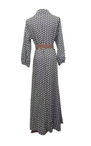 Cinturino da donna <span class=keywords><strong>con</strong></span> stampa geometrica di lunghezza media e lunga <span class=keywords><strong>con</strong></span> abito temperamento a <span class=keywords><strong>maniche</strong></span> a <span class=keywords><strong>tre</strong></span> <span class=keywords><strong>quarti</strong></span> - Product Image 5