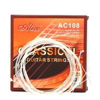 Senar Gitar Klasik Alice A108-N Tegangan Normal, Set Senar Gitar Nilon Treble Berlapis Perak Tembaga Nilon Grosir