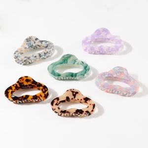 RTS-2 Pinza de Pelo de Acrílico Vintage Hecha a Mano con Diseño de Leopardo Carey, Hueca, de 8.4cm, Tipo Nube, Pinza de Tiburón para la Parte Trasera de la Cabeza, Internet - Product Image 2