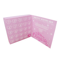 Calendrier de l'avent rose de 25 jours boîte-cadeau en carton recyclé brillant/laminé insérer faux cils stratification mate
