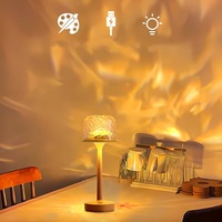 Lampe de chevet rotative à projection Aurora 16 couleurs LED RVB effet d'ondulation de l'eau télécommande sans fil à piles
