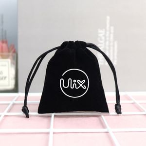 Custom Screen Printed Logo Luxury Black Silk Velvet Recyclable Drawstring Jewelry Bag for Watch Necklaces & Glasses - Product Image 3