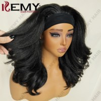 Perruque Bandeau Synthétique Luxe KEMY HAIR Texture Yaki Boucle Française Cheveux Naturels Perruques Synthétiques Fluffy Personnalisées pour Femmes Noires