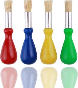 4 pièces pinceaux pour tout-petits pinceaux Chubby Easy Grip pour enfants grand préscolaire lavable petit ensemble <span class=keywords><strong>de</strong></span> mini pinceaux en plastique - Product Image 1