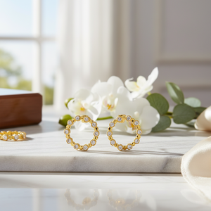 Hoop Hollow Round Design Zircon Stone <b>Silver</b> <b>Stud</b> Earrings Turkish Handmade 925 Sterling <b>Silver</b> Jewelry Fine Jewellery - Product Image 3