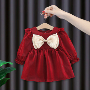Abbigliamento per bambini primavera e <span class=keywords><strong>autunno</strong></span> nuova gonna a maniche lunghe con fiocco per ragazze vestito da principessa per bambini carino - Product Image 4