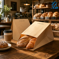 Sacs d'emballage alimentaire en papier kraft à fond plat avec logo personnalisé, résistants à la graisse, pour pain, boulangerie, plats à emporter, épicerie, collations, sacs en papier pour le stockage