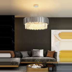 Lustre LED suspendu en cristal au design moderne, couleur jaune or et chromé, produit de luxe, éclairage d'intérieur, luminaire décoratif de plafond - Product Image 2
