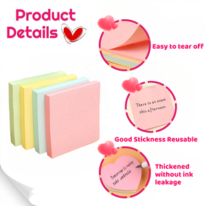 Nhà Máy Bán buôn 76*76 Mét Memo Pads lặp lại tự dính huỳnh quang <span class=keywords><strong>notepads</strong></span> 3x3 inch dính ghi chú văn phòng/đồ dùng học tập - Product Image 3