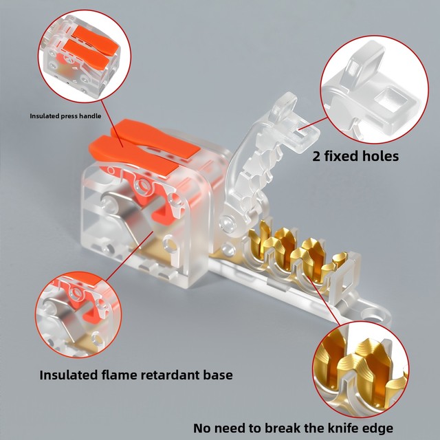 T-Type Quick Connector Terminal Durable Copper Wire Splitter Connector with PC Housing One in Two Out Without Wire Breakage