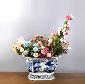 <span class=keywords><strong>Maceta</strong></span> Rectangular de Cerámica de Jingdezhen, Azul y Blanca, Pintada a Mano con Diseño de Paisaje, <span class=keywords><strong>Maceta</strong></span> Grande con Orificio de Drenaje - Product Image 3