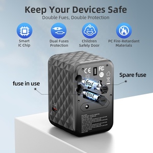 Worldplug <span class=keywords><strong>tout</strong></span> en un GaN 65W type-c USB adaptateur de chargeur mural rapide adaptateurs de prise de voyage internationaux universels - Product Image 6