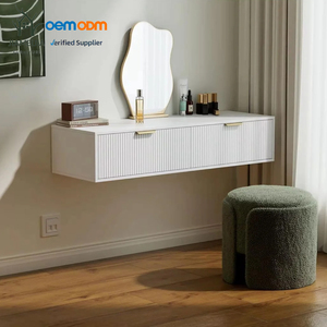 OEM ODM Современный белый меламиновый настенный туалетный столик с рифленой поверхностью и зеркалом - Product Image 1