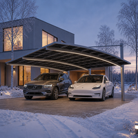 Abri de stationnement pour 2 voitures Angye, moderne et luxueux, personnalisé pour villa, avec toit en aluminium thermolaqué et auvent imperméable