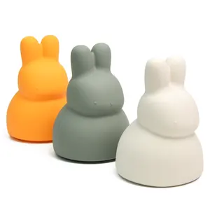 Bpa Free animale coniglio organico morbido personalizzato Silicone giocattoli per bambini salvadanaio multifunzionale