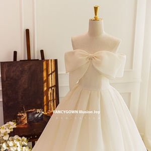 Vestido de Novia de Cristal, Simple, Dulce, de Organza y Satén, de un Solo Hombro, 100% Algodón, Antiestático, Estilizador, Largo hasta el Suelo, para Quien lo Ponga - Product Image 4