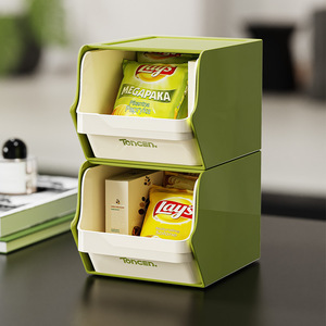 Toncen Stackable Snack Storage <b>Box</b> Green Rectangle Desktop Organizer for Kitchen Office Pantry - Product Image 1