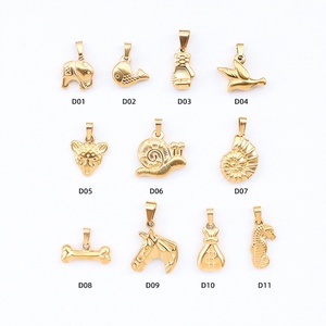 Pendentifs à la mode, collection d'animaux, accessoires en acier titane plaqué or véritable 18 carats, bijoux vintage - Product Image 3